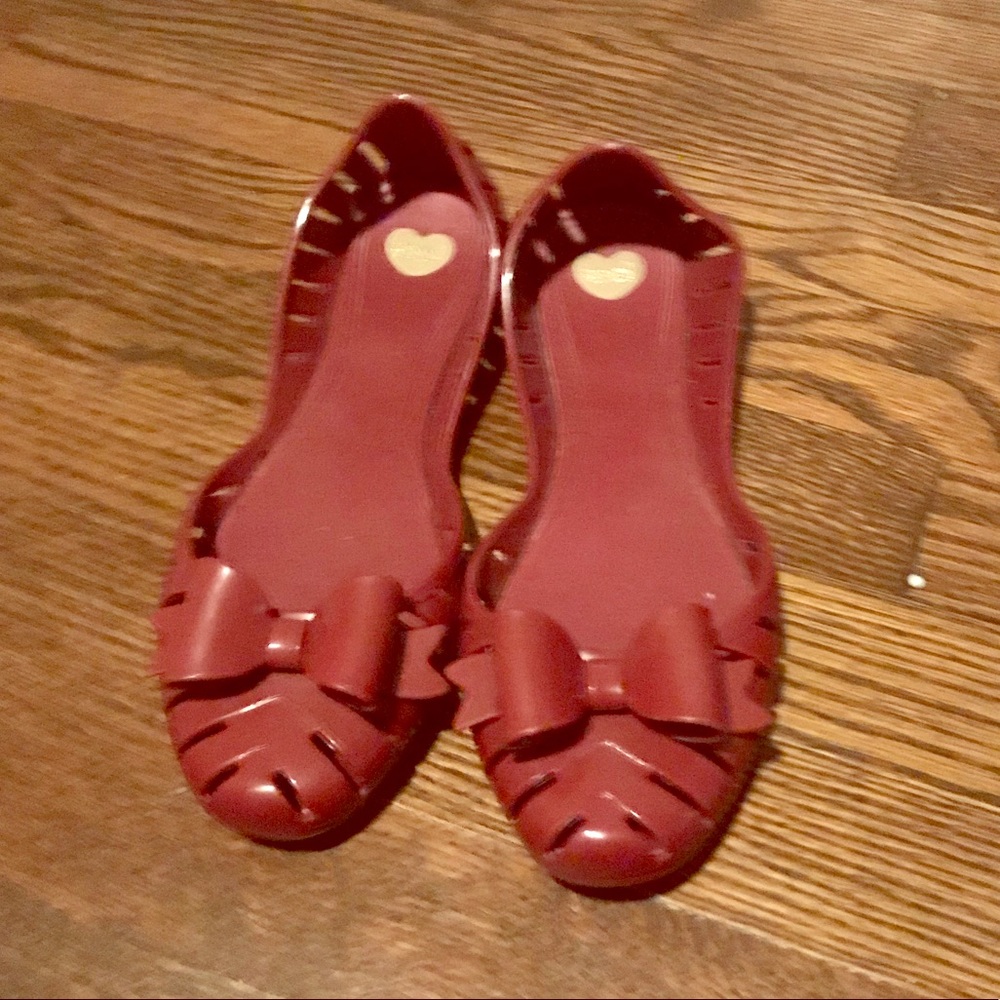 Burgundy Melissa flats with bow